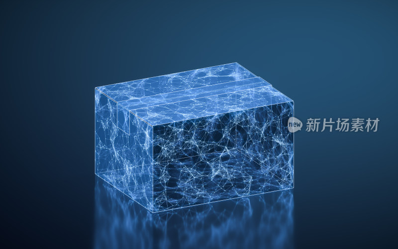 包装箱与蓝色科技背景3D渲染