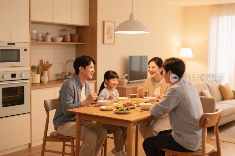 温馨家庭用餐场景