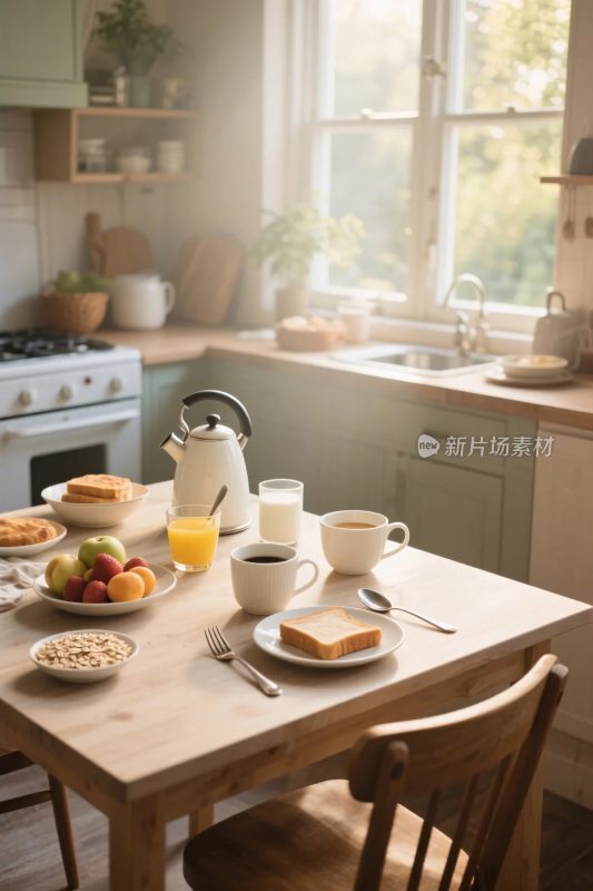 温馨厨房早餐场景