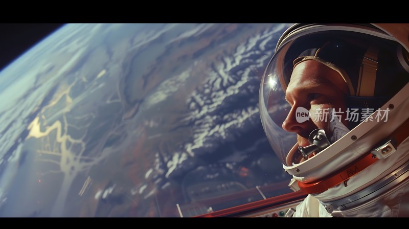 宇航员太空漫步地球美景尽收眼底