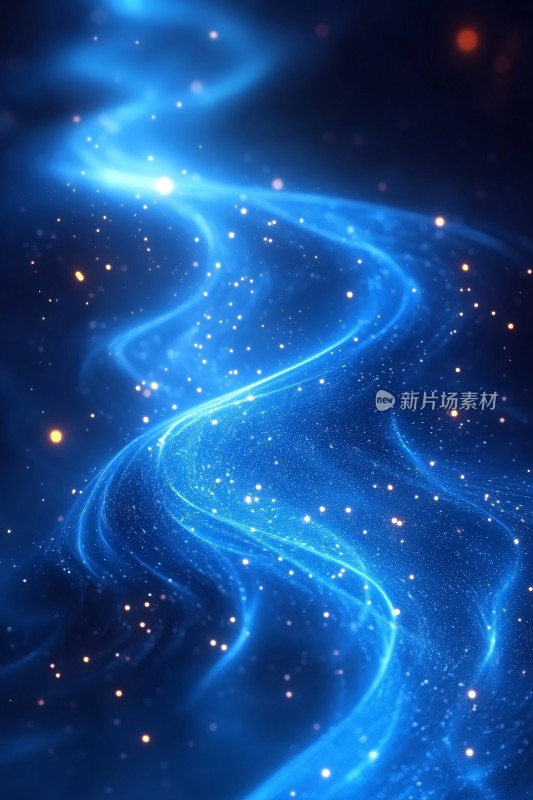 蓝色梦幻星空光带背景图