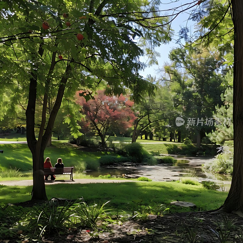 阳光下的公园美景