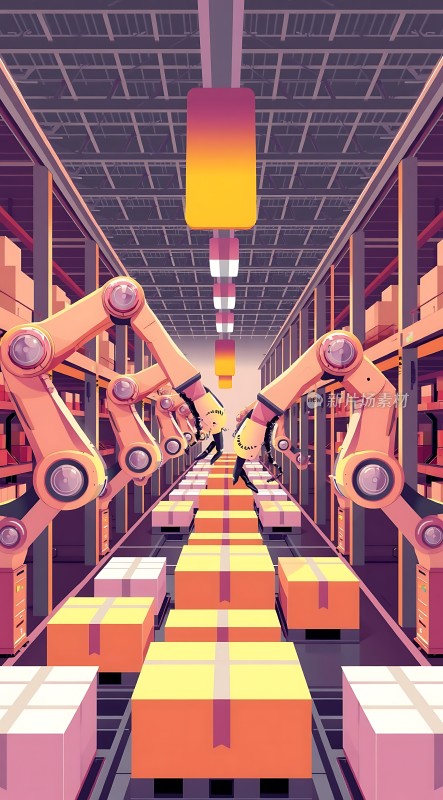 智能仓库机械臂搬运货物