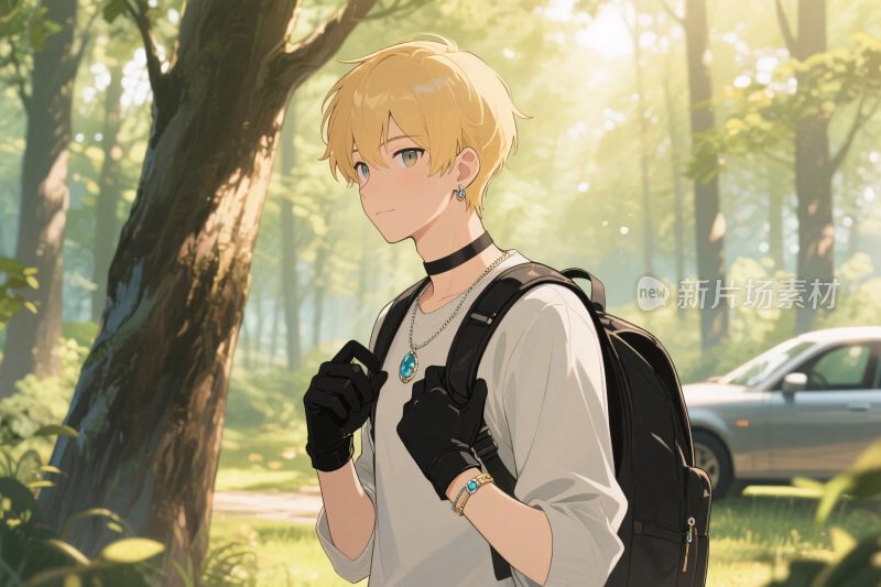 户外卡通角色插画