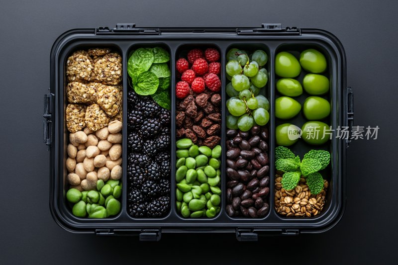 分格盒中的多彩健康食材