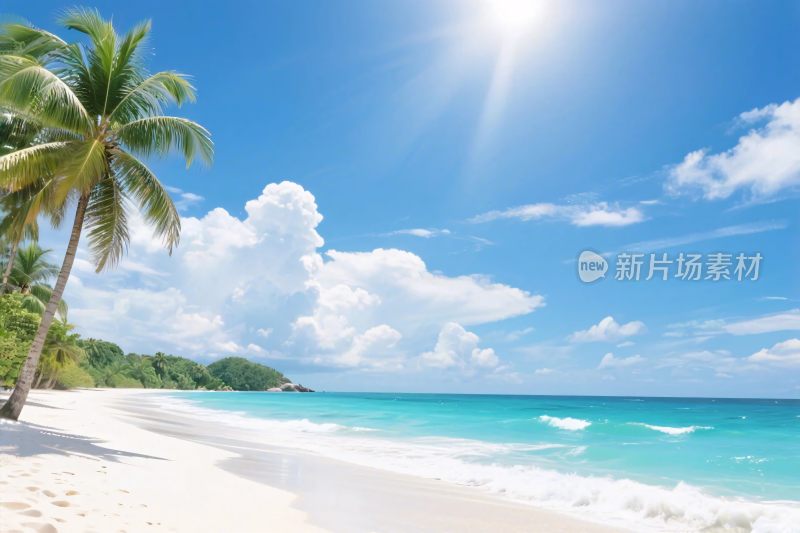 热带海滩风景插画