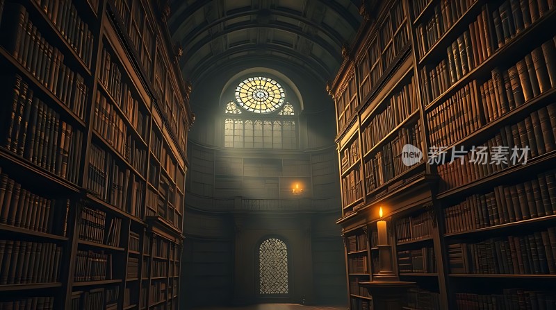 古老图书馆里的神秘光线