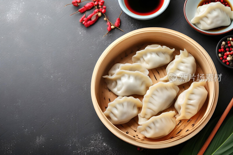 新年背景团圆饺子美食