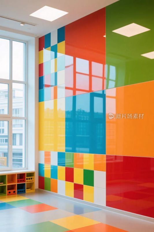 室内彩色几何墙面