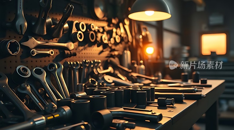 工具世界工作台上的精密机械