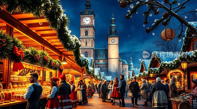 圣诞集市夜市繁华