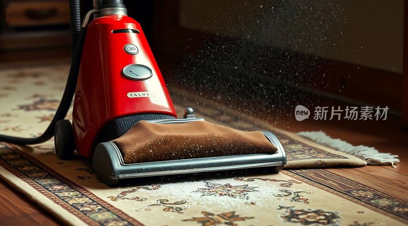 红色吸尘器清洁地毯