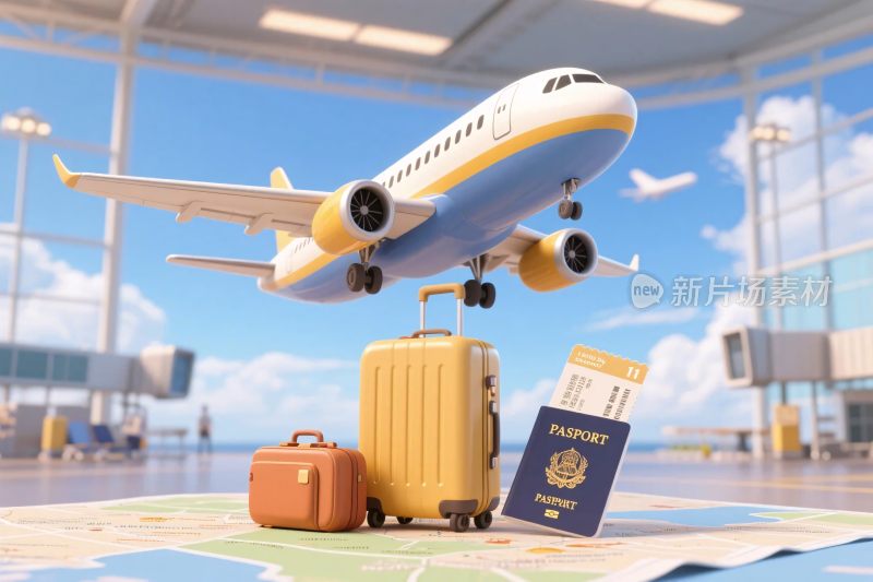 航空旅行场景插画