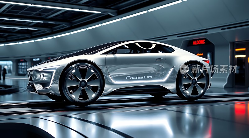 未来科技座驾银色流线型汽车