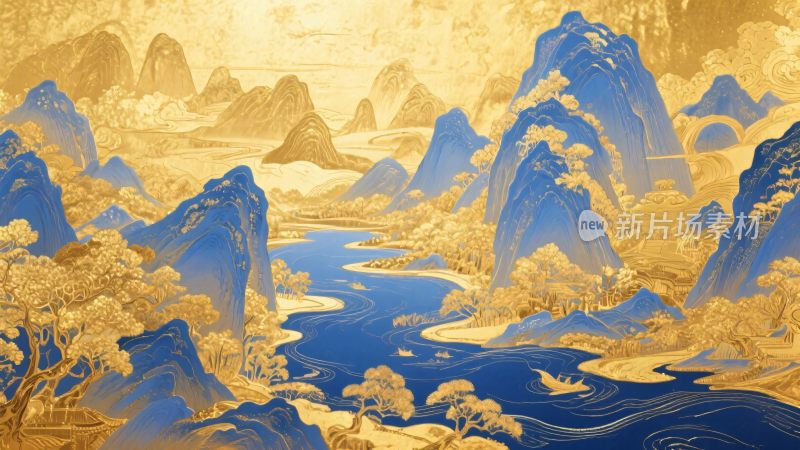 中国山水风景插画