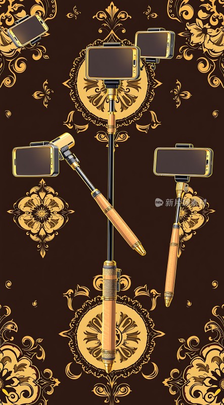 自拍杆手机支架麦克风组合套装