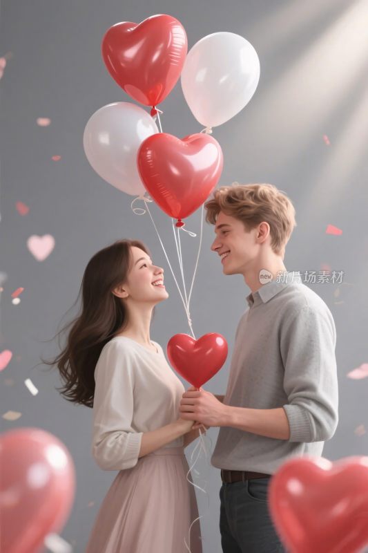 浪漫情侣气球互动图