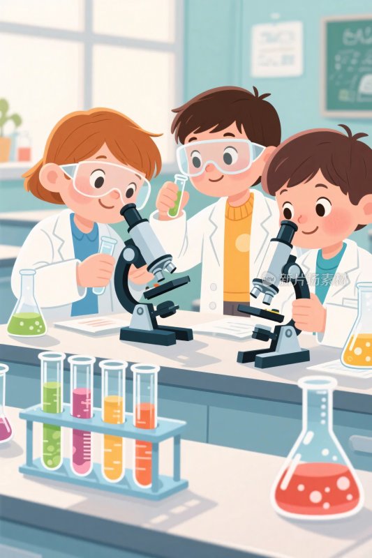 科学实验室卡通插画
