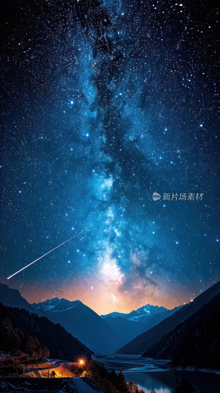 流星划过星空湖畔璀璨星河夜空背景壁纸