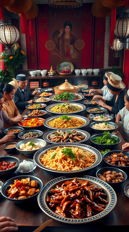 家庭聚餐盛宴美味佳肴共享天伦