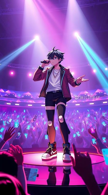 舞台上的炫目灯光与热情观众