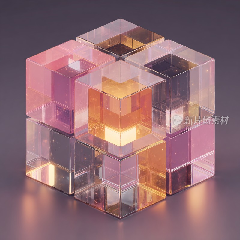 彩色透明立方体组合
