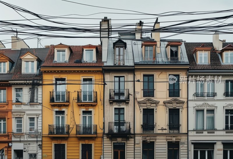 欧式建筑电线交错