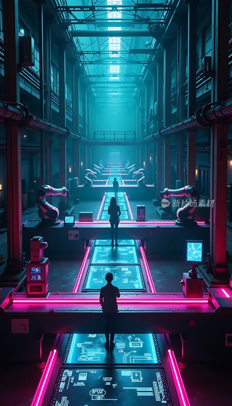 未来科技工厂人类与机器人的协作