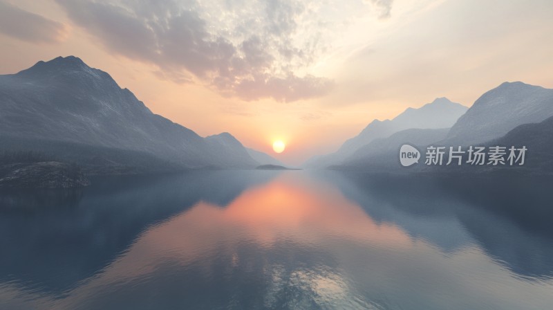 高清山水日出