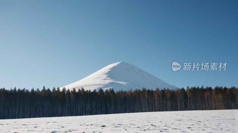 晴朗的蓝天雪山高清风景图片