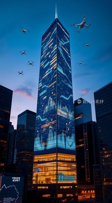 摩天大楼夜幕下的科技之光