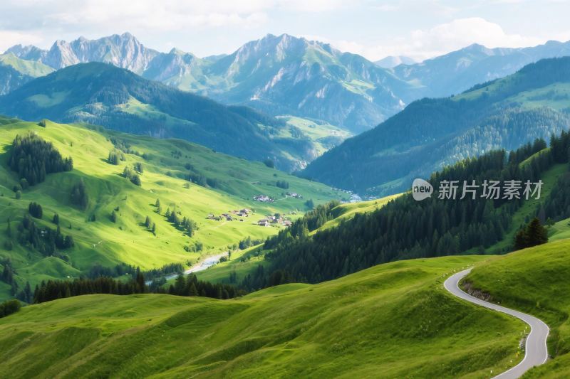 绿色山谷山水风光