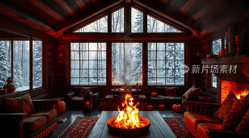 冬日暖炉温馨小屋