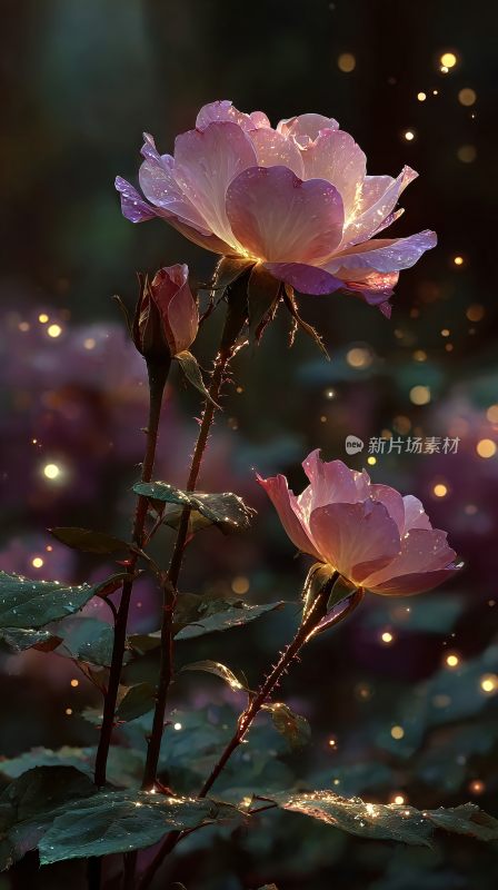 梦幻唯美的粉色绽放玫瑰花