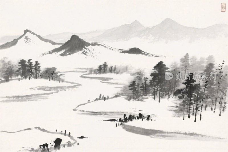 水墨山水风景画