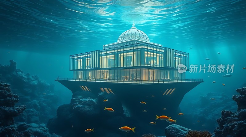 海底透明宫殿梦幻水下世界