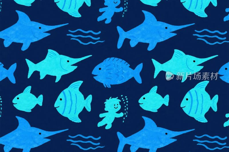 海洋生物卡通插画