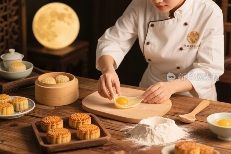中秋月饼制作场景
