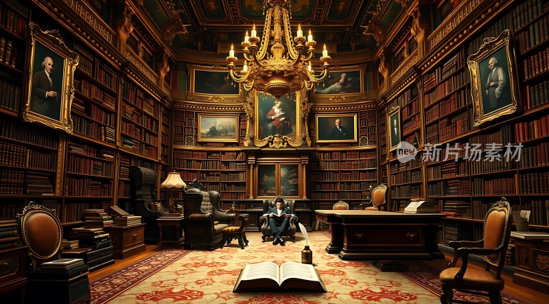 豪华书房里的学者