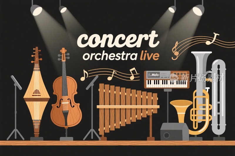 音乐会乐器舞台插画