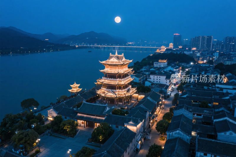 江南古塔夜景风光