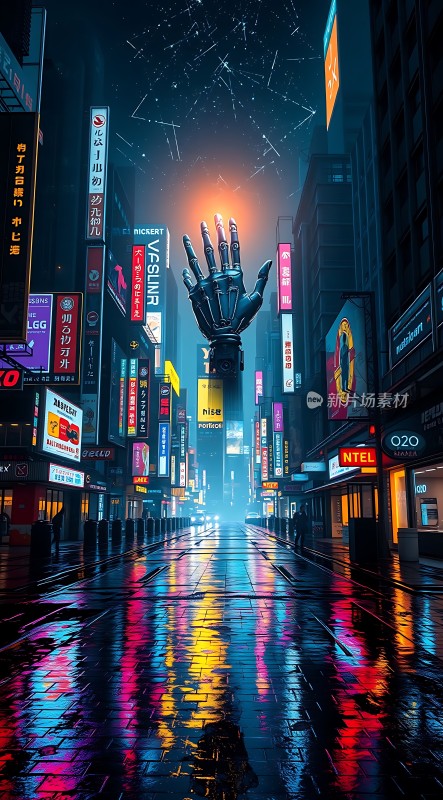 霓虹灯下的未来都市