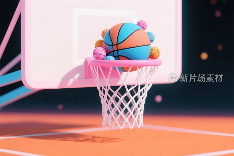 篮球进框插画
