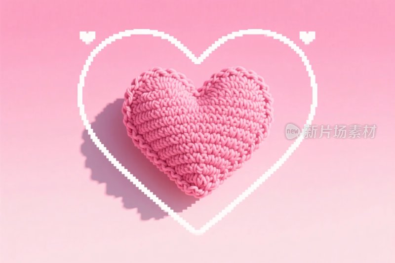 粉色针织爱心装饰插画