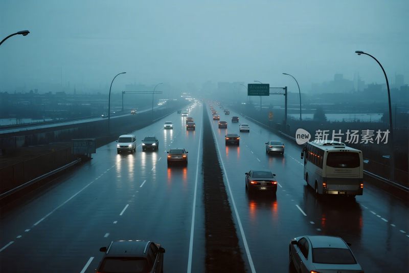 雨天高速公路车流