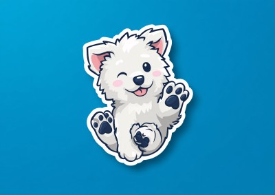 可爱白狗卡通贴纸 可爱白狗卡通贴纸