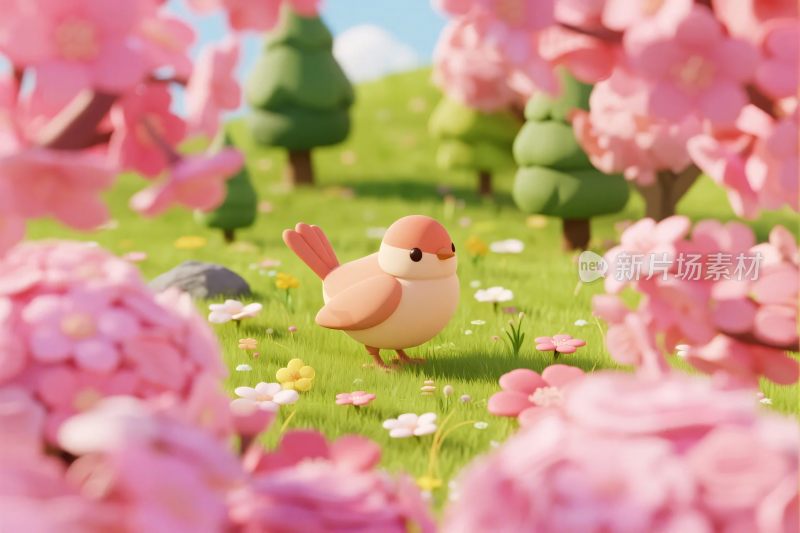 春日小鸟与繁花