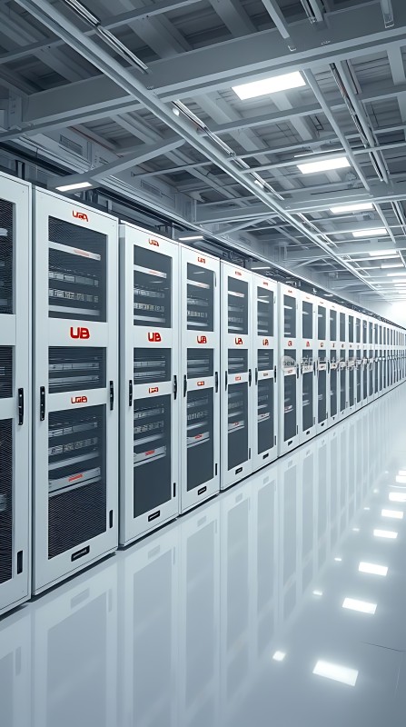 数据中心里的白色服务器机柜