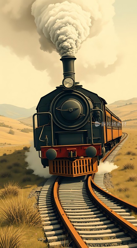 蒸汽火车驶向远方