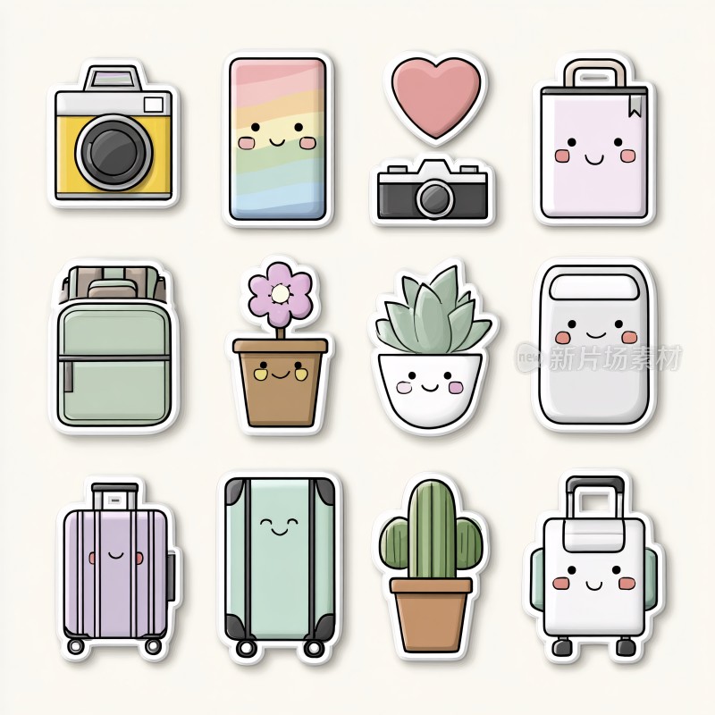可爱卡通物品贴纸集合